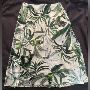 VICTORIAS SECRET SIDE BUTTON PALM LEAVES MIDI SLIP SATIN SKIRT